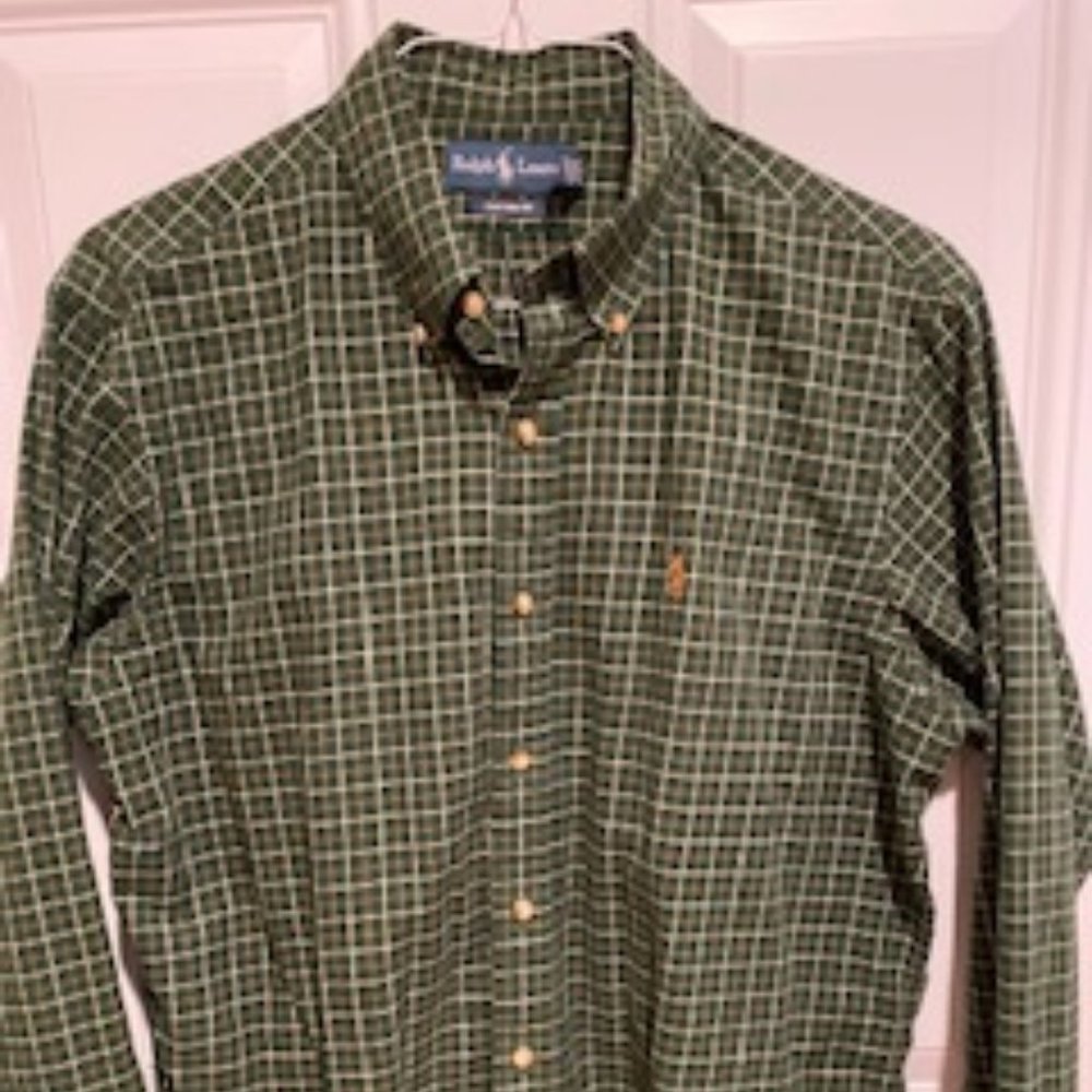 Ralph Lauren Green Plaid long sleeve button down shirt